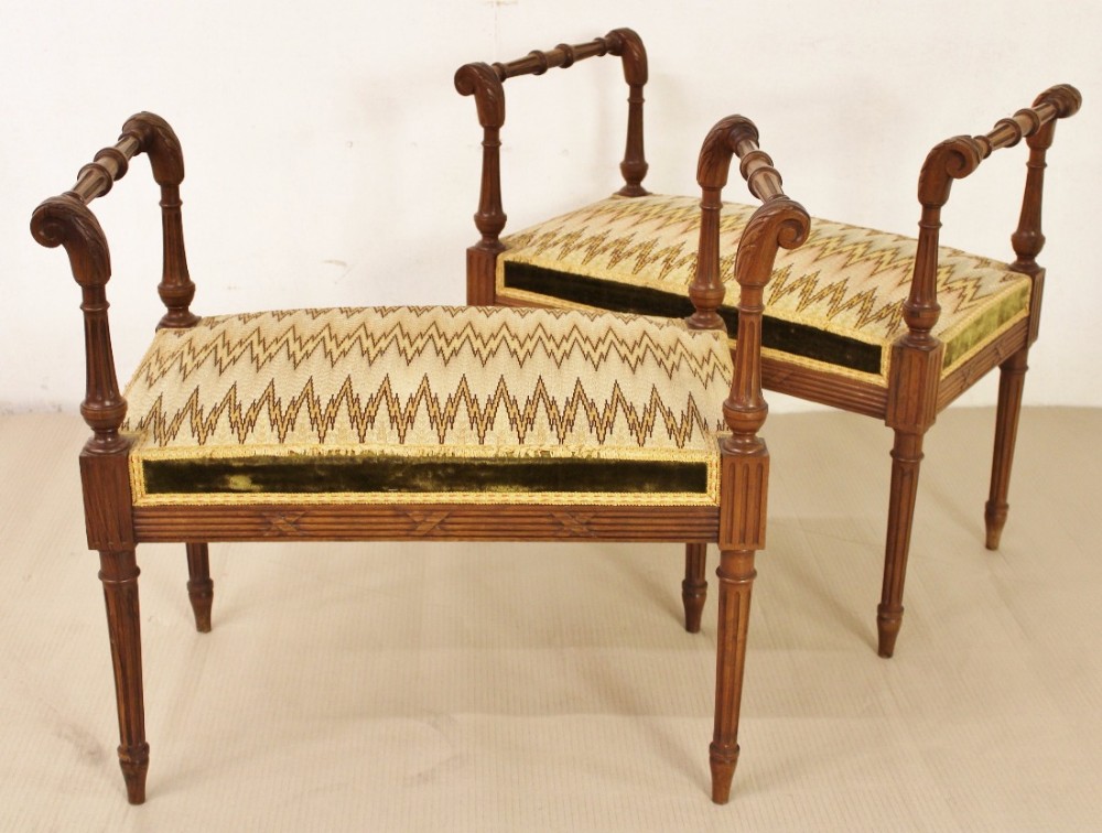 Pair of French Walnut Stools