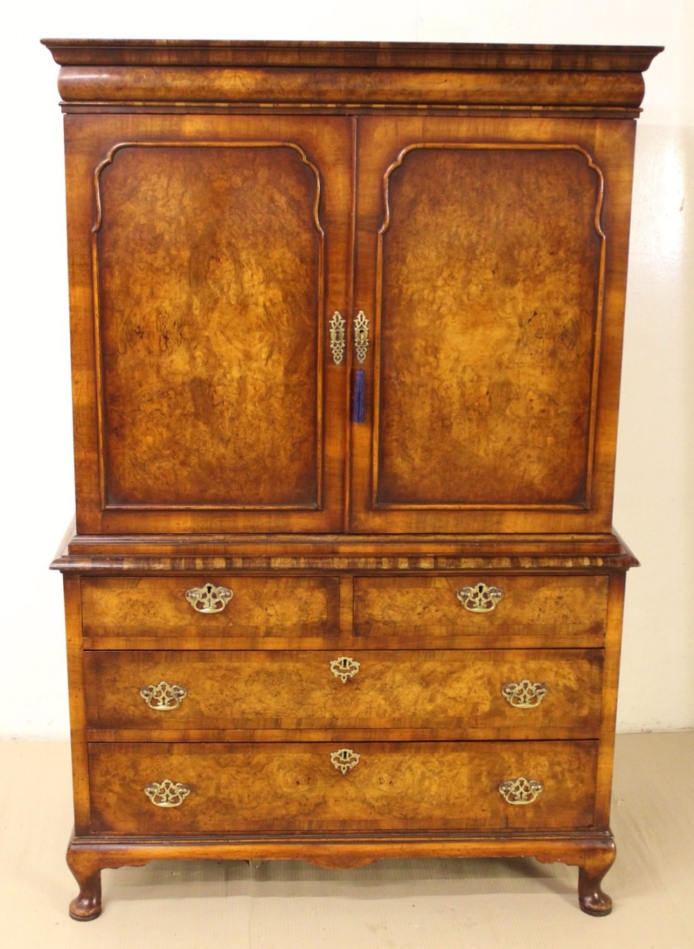 Burr Walnut Linen Press