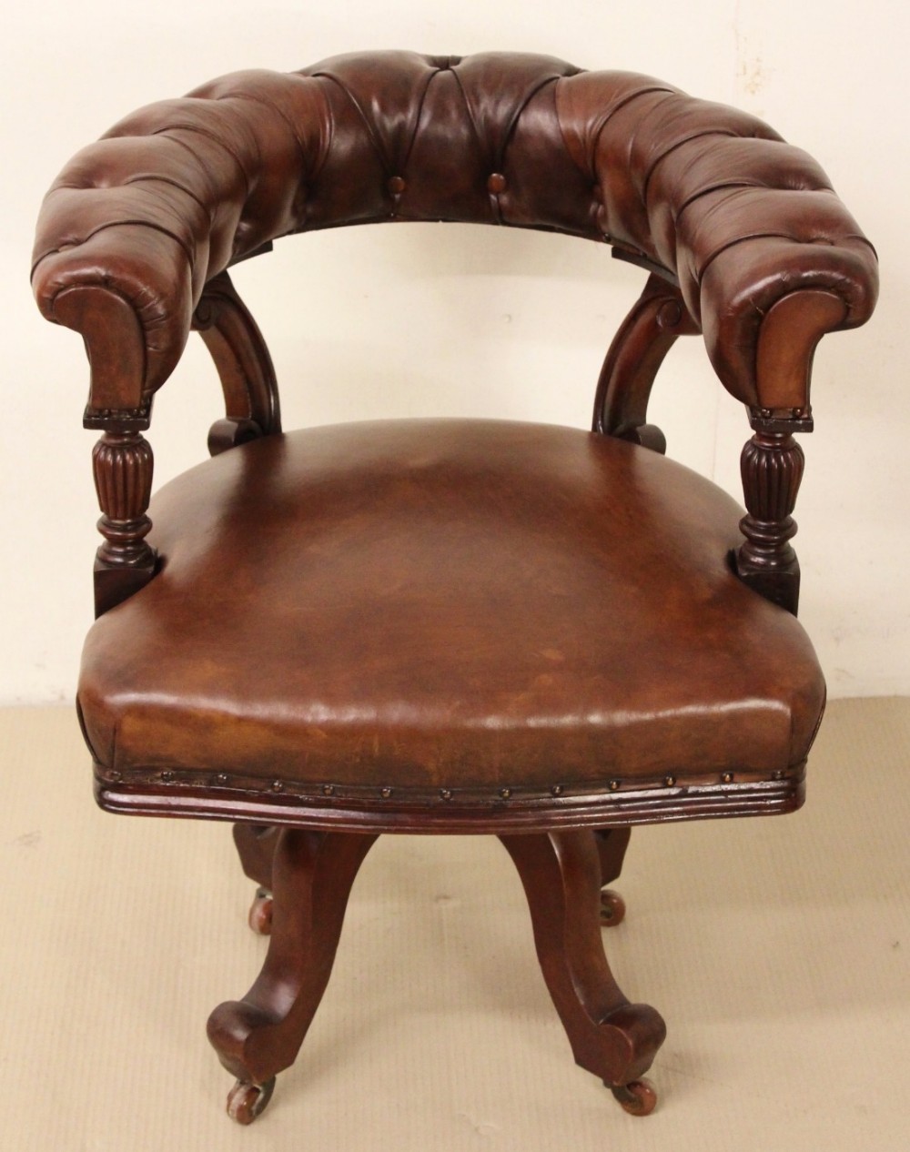 Victorian Mahogany and Leather Revolving Office Chair