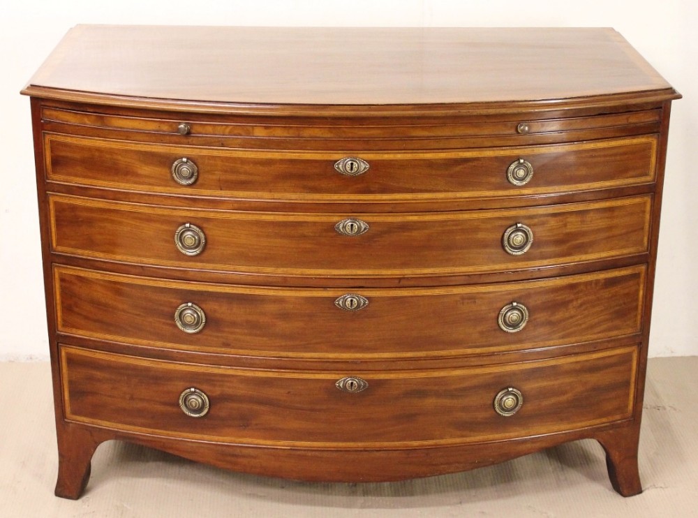 Impressive Georgian Inlaid Mahogany Bow Fronted Commode