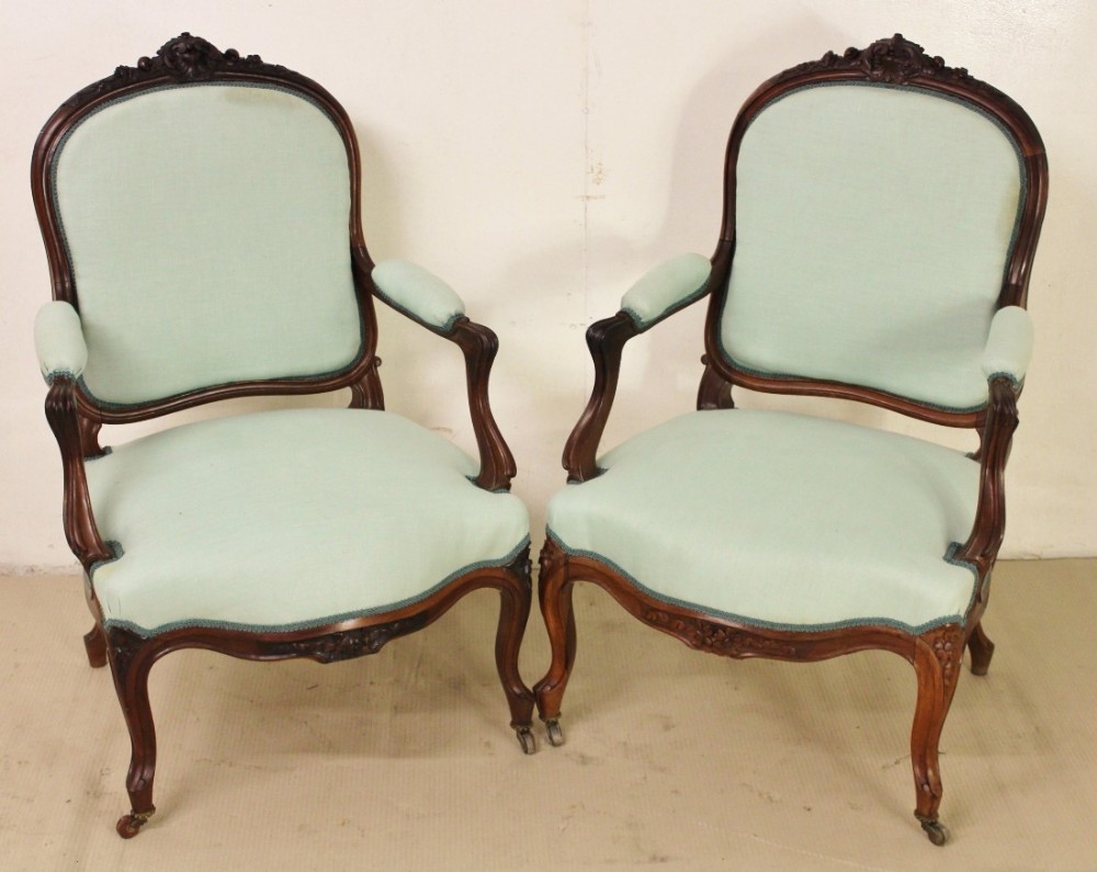 Pair of French Rosewood Armchairs
