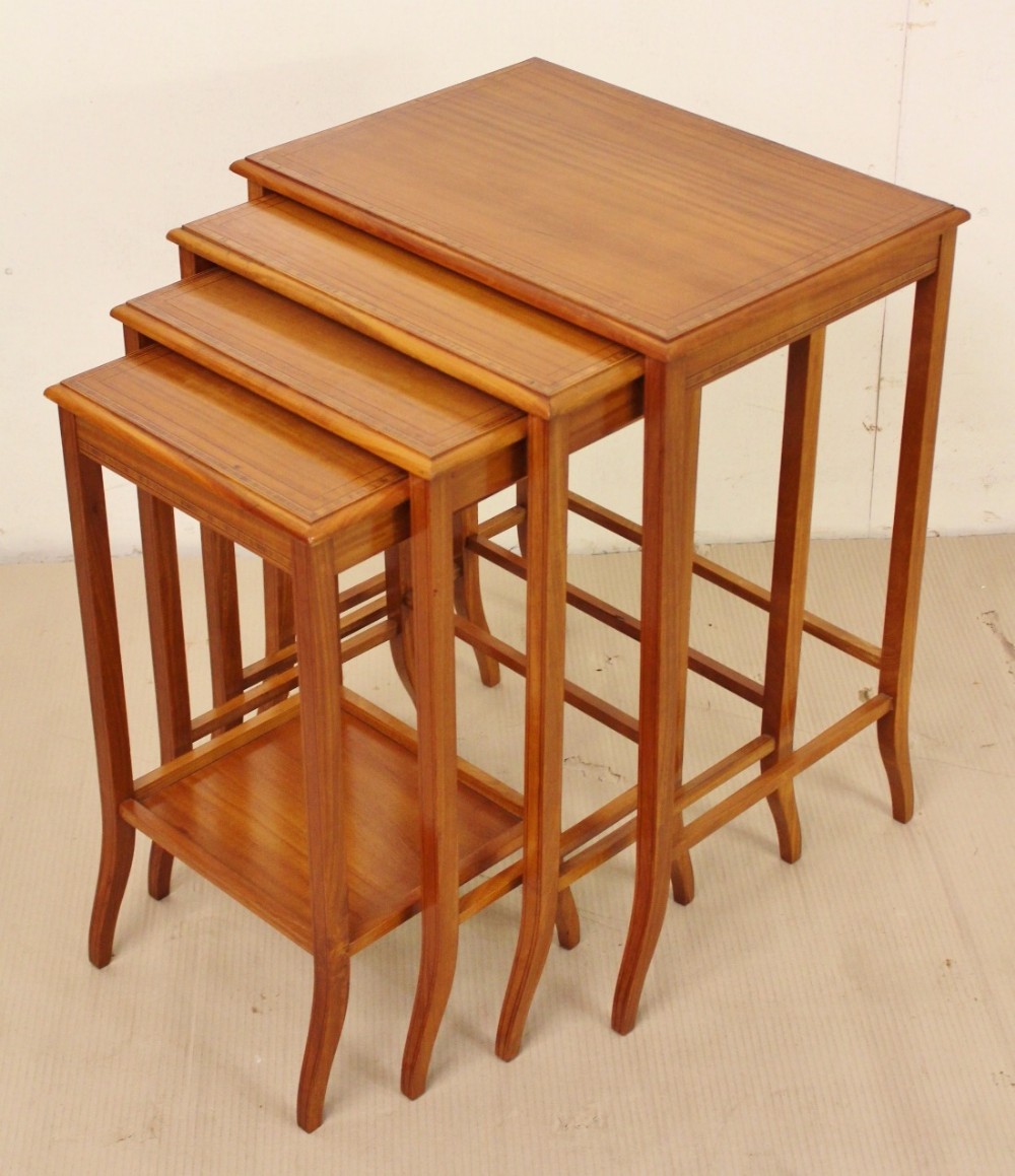 Inlaid Satinwood Nest of 4 Tables