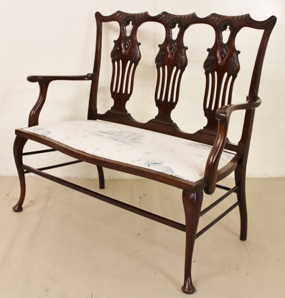 Carved Mahogany Settee