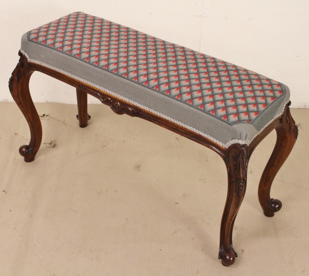 Victorian Walnut Long Stool or Bench