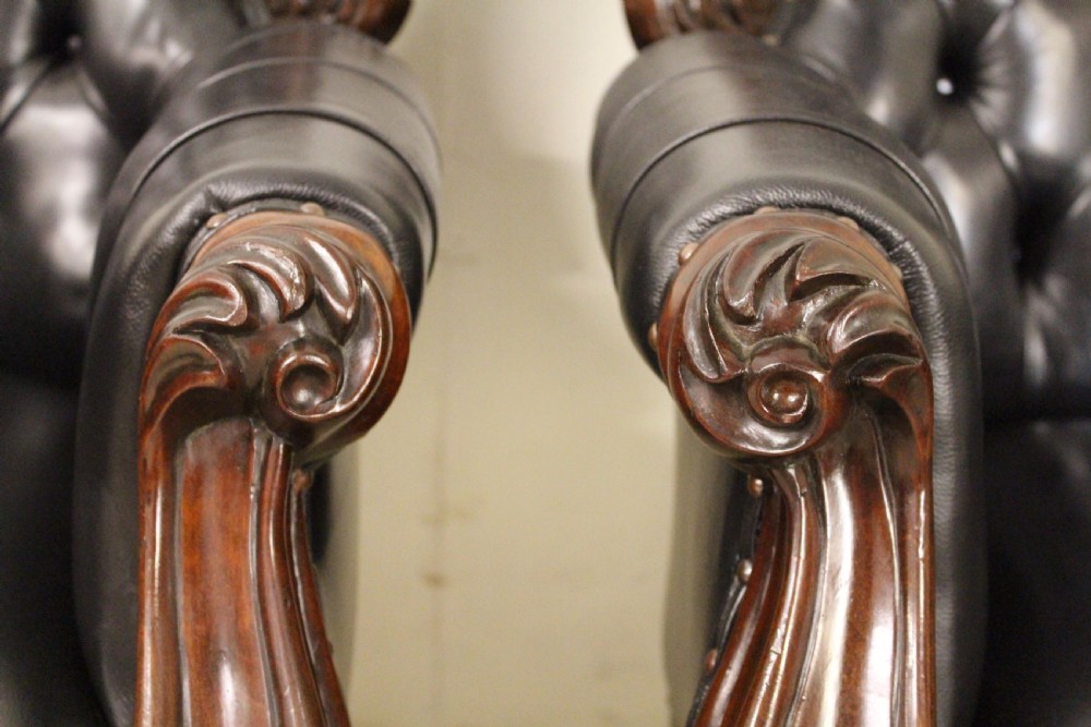Pair of Early Victorian Leather Upholstered Mahogany Library Chairs View VII