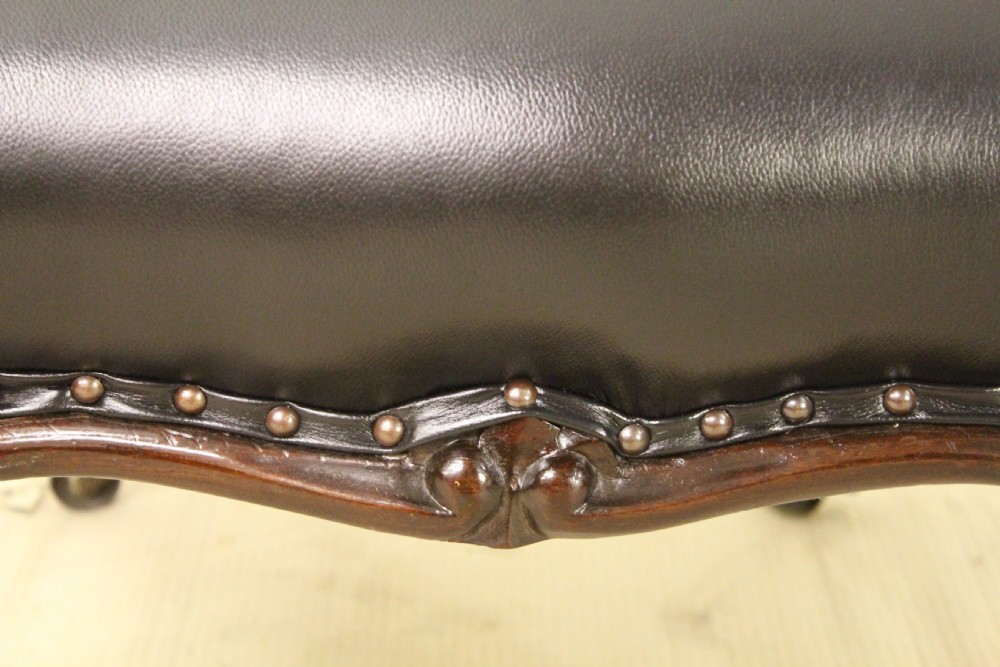 Pair of Early Victorian Leather Upholstered Mahogany Library Chairs View XII