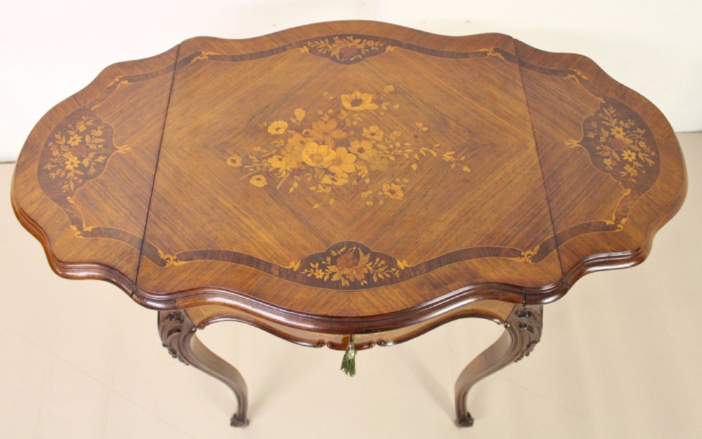 Marquetry Inlaid Rosewood Work Table View II