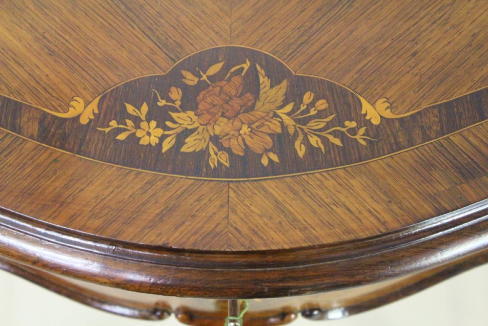 Marquetry Inlaid Rosewood Work Table View IX