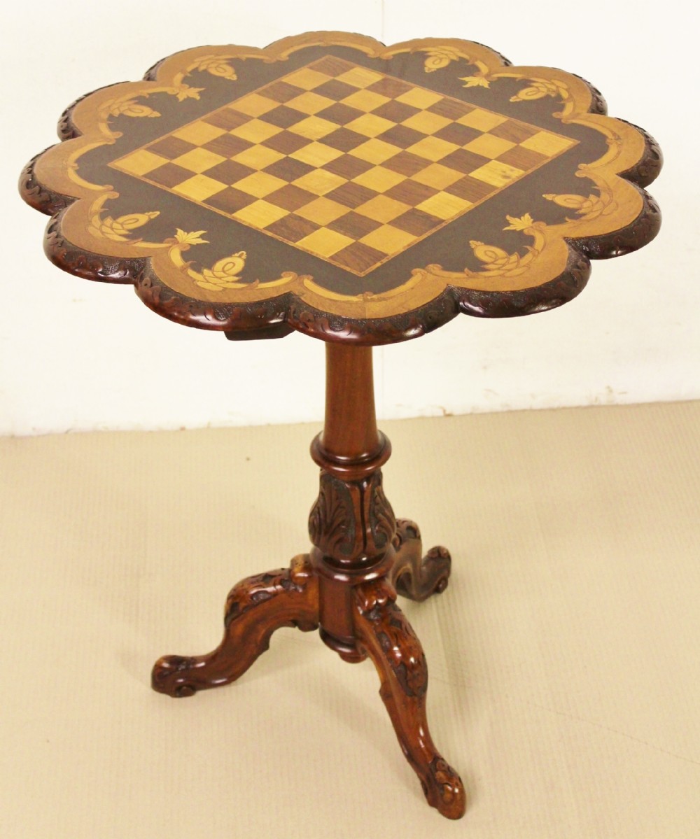 Victorian Inlaid Walnut Chess Top Table