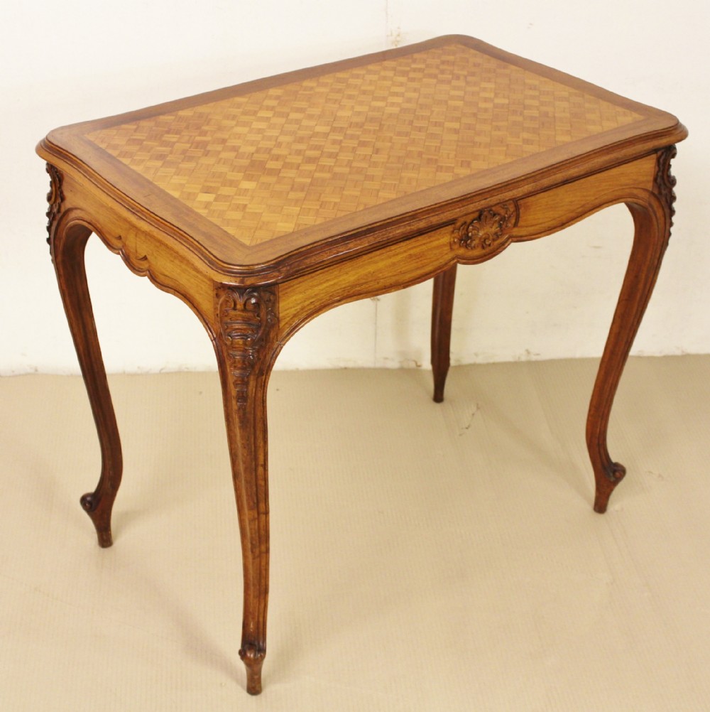 French Walnut Parquetry Topped Side Table
