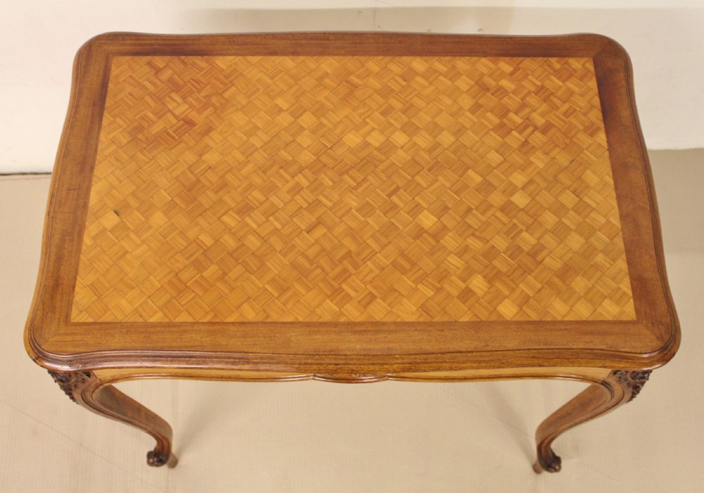 French Walnut Parquetry Topped Side Table View III