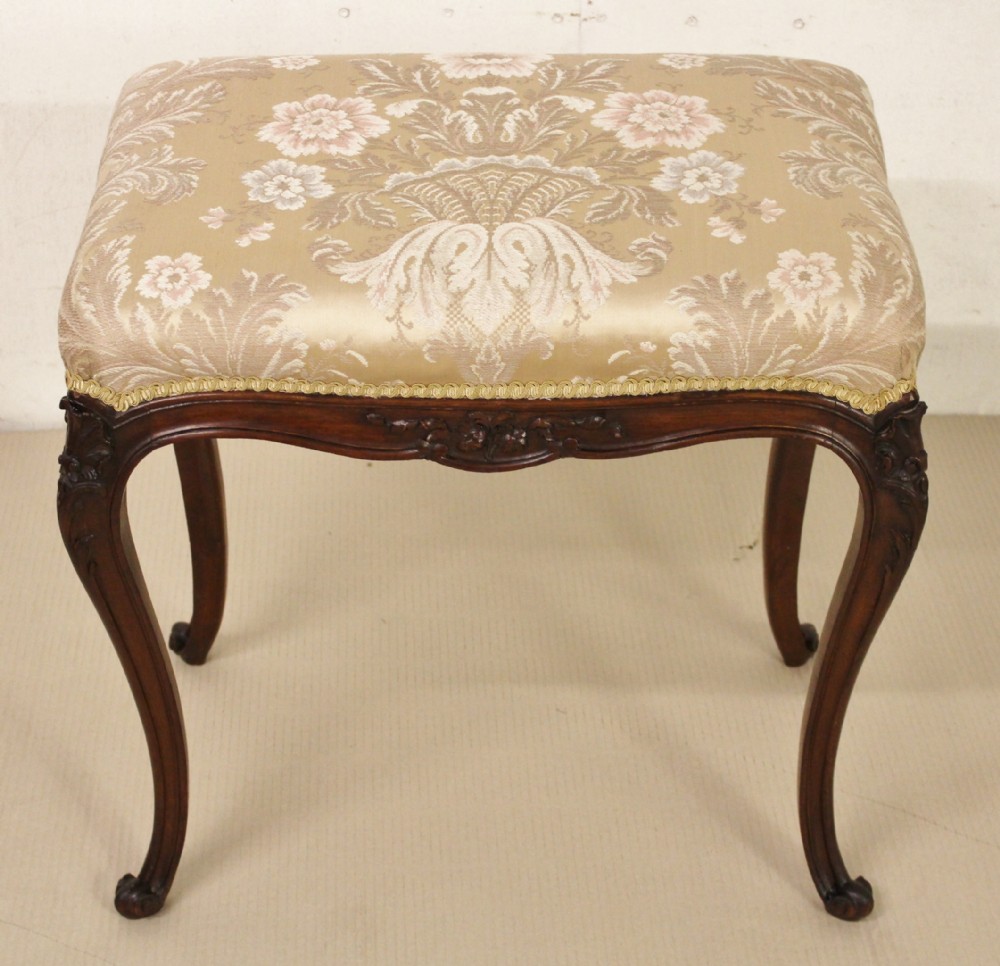 French Mahogany Upholstered Stool
