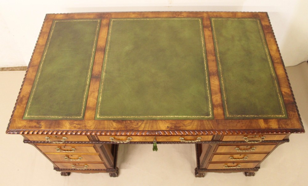 Chippendale Style Walnut Pedestal Desk View III