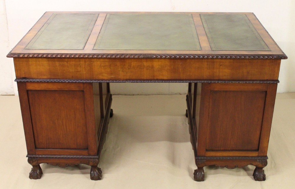 Chippendale Style Walnut Pedestal Desk View V