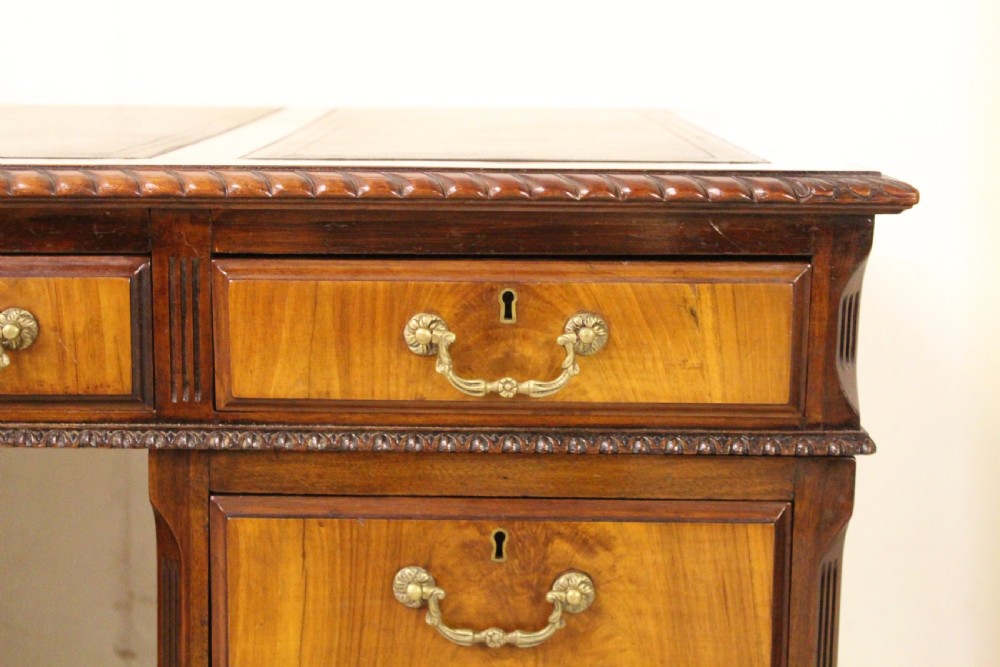 Chippendale Style Walnut Pedestal Desk View VIII