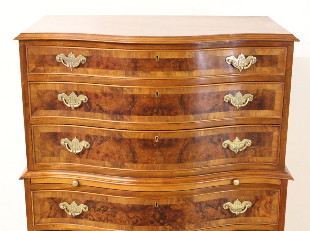 Tall Burr Walnut Serpentine Chest of Drawers View VI