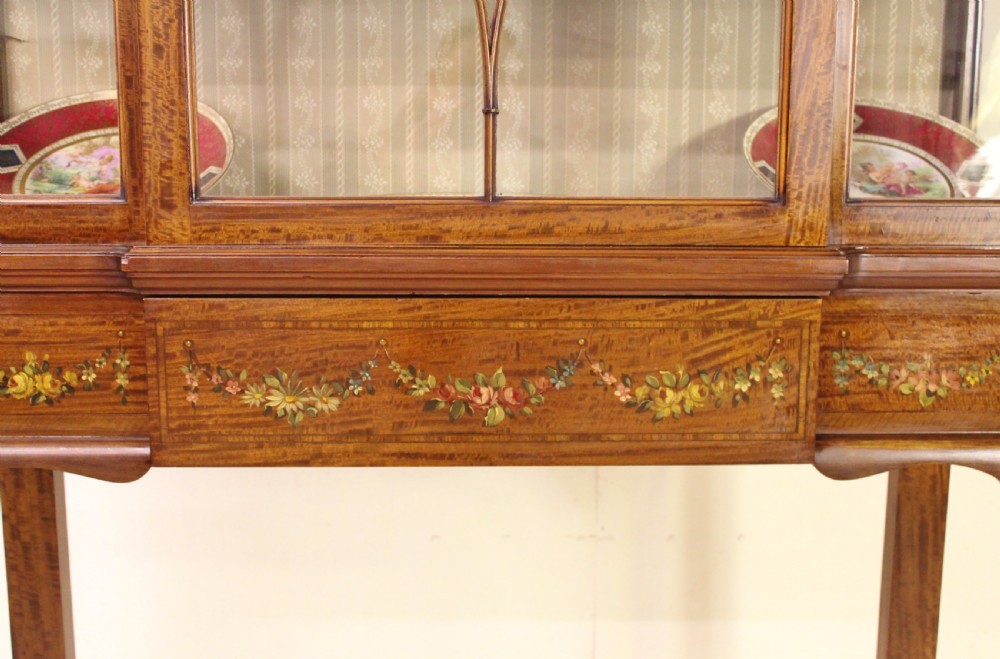 Painted and Inlaid Satinwood Display Cabinet View X