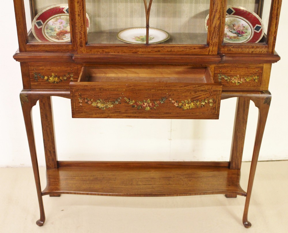 Painted and Inlaid Satinwood Display Cabinet View XII