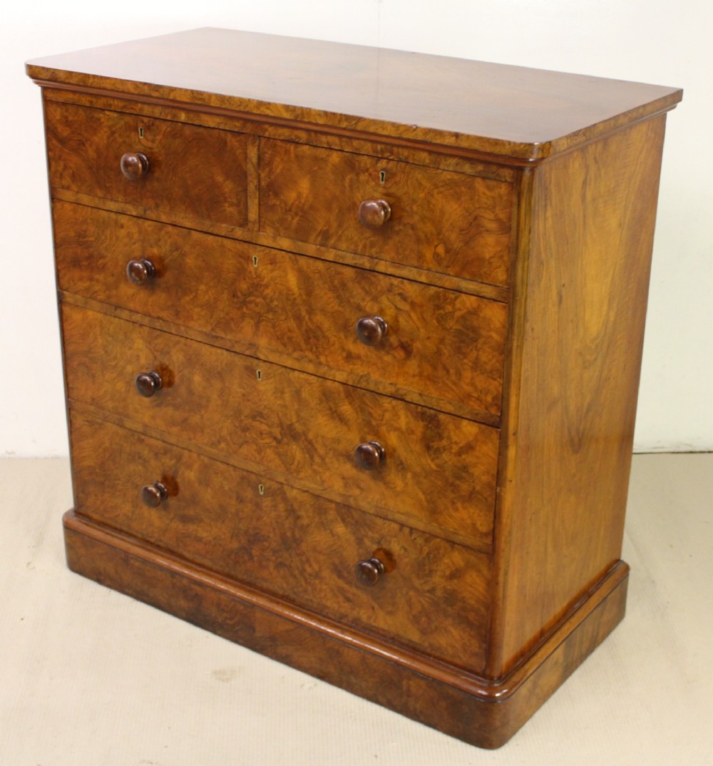 Victorian Burr Walnut Chest by Shoolbred and Co