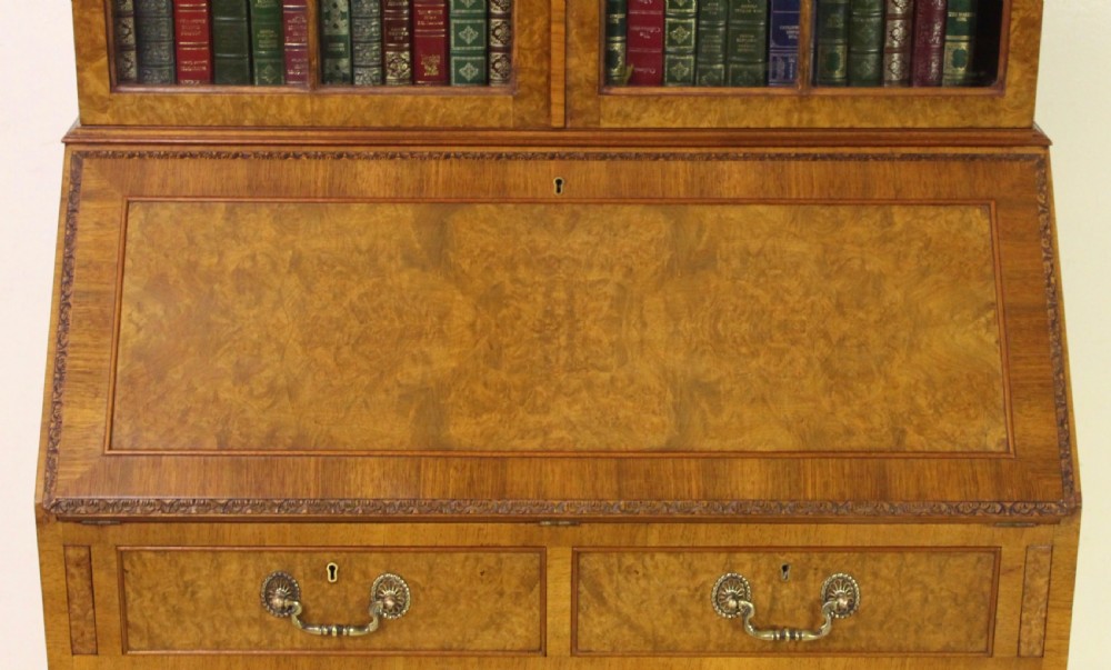 Domed Top Burr Walnut Bureau Bookcase View VIII