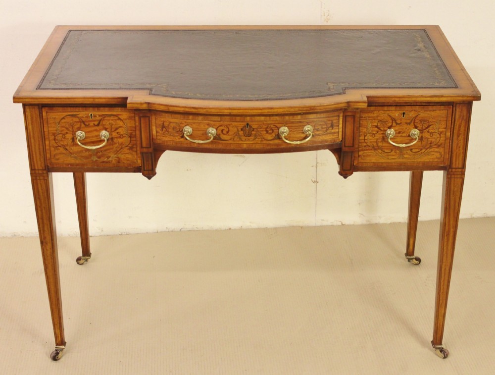 Inlaid Satinwood Writing Table by Maple and Co