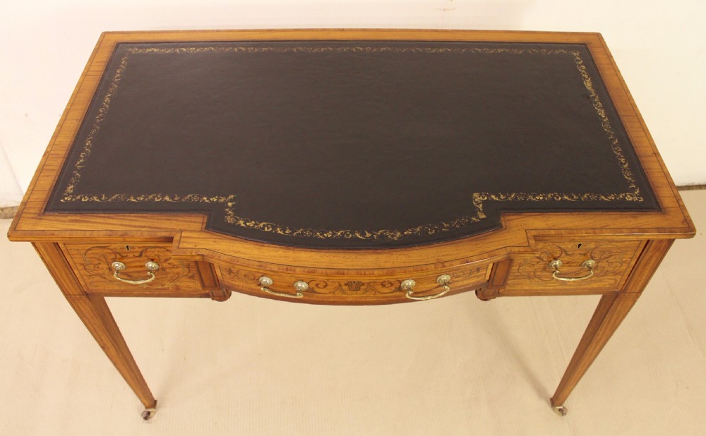 Inlaid Satinwood Writing Table by Maple and Co View II