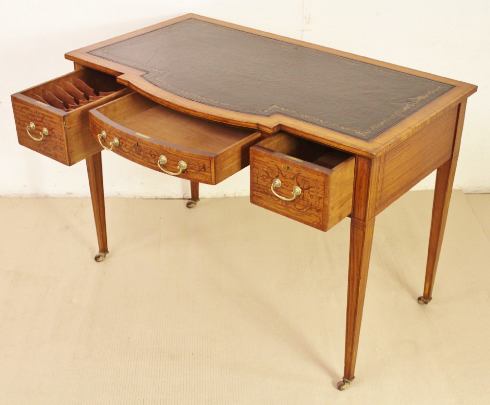 Inlaid Satinwood Writing Table by Maple and Co View IV