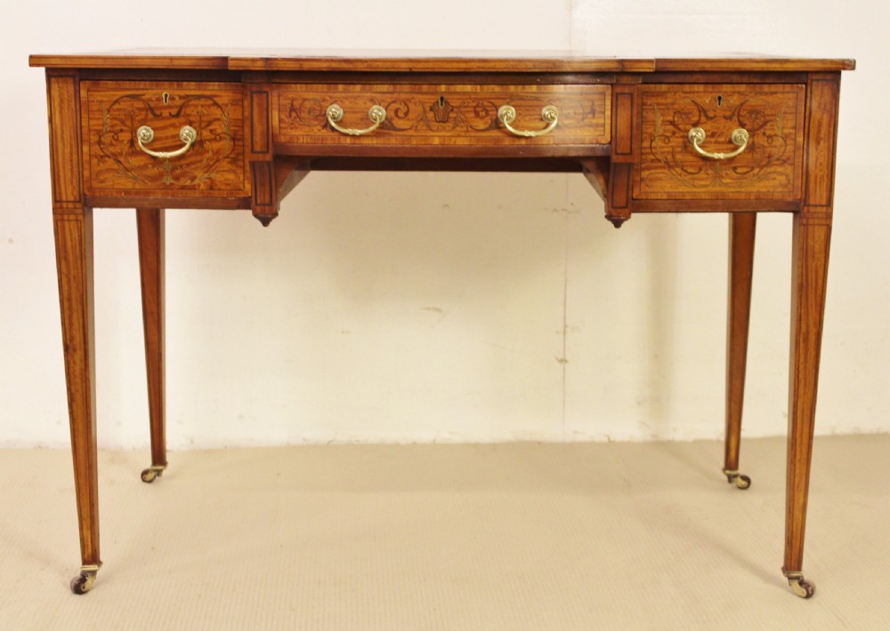 Inlaid Satinwood Writing Table by Maple and Co View VI