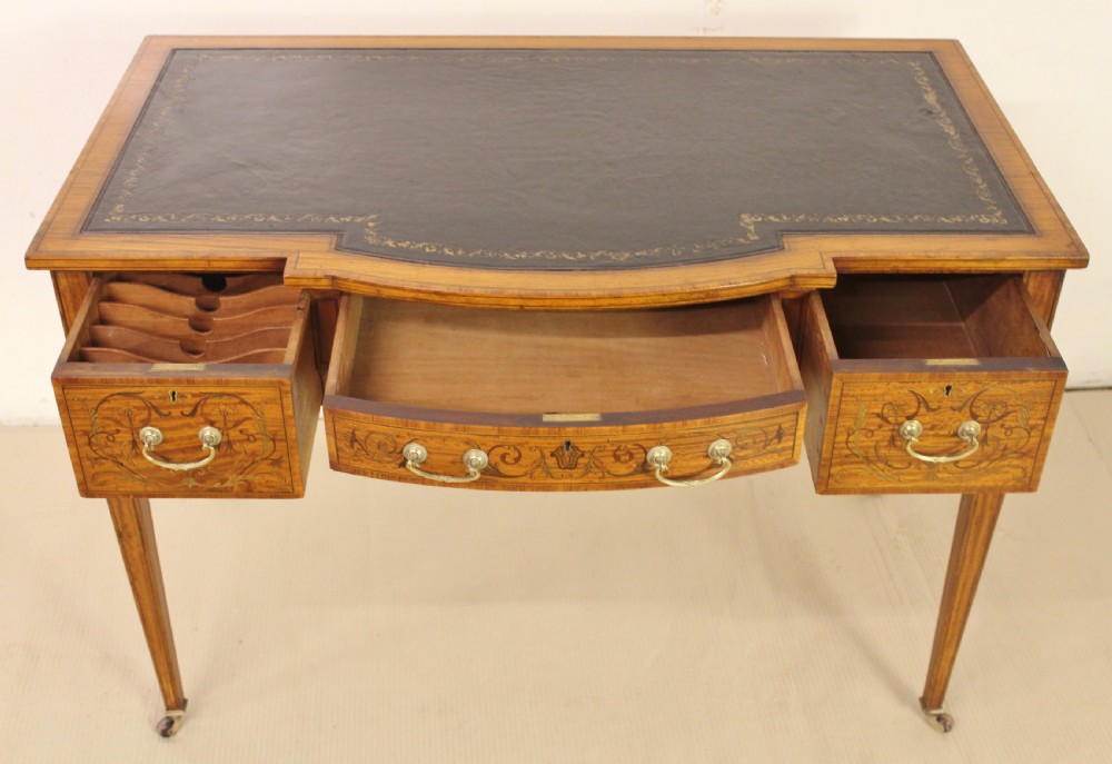 Inlaid Satinwood Writing Table by Maple and Co View XIII