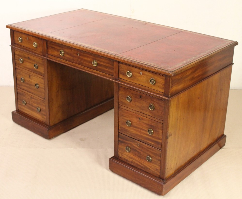 Victorian Mahogany Pedestal Desk by Jas Shoolbred