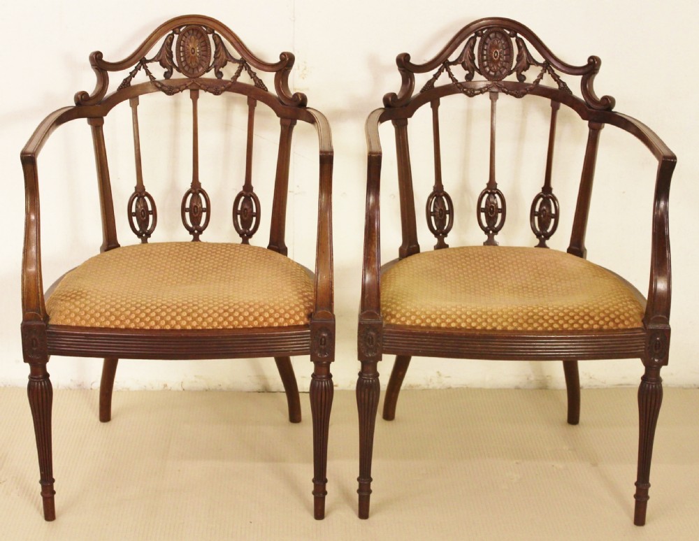 Pair of Mahogany Adams Style Armchairs