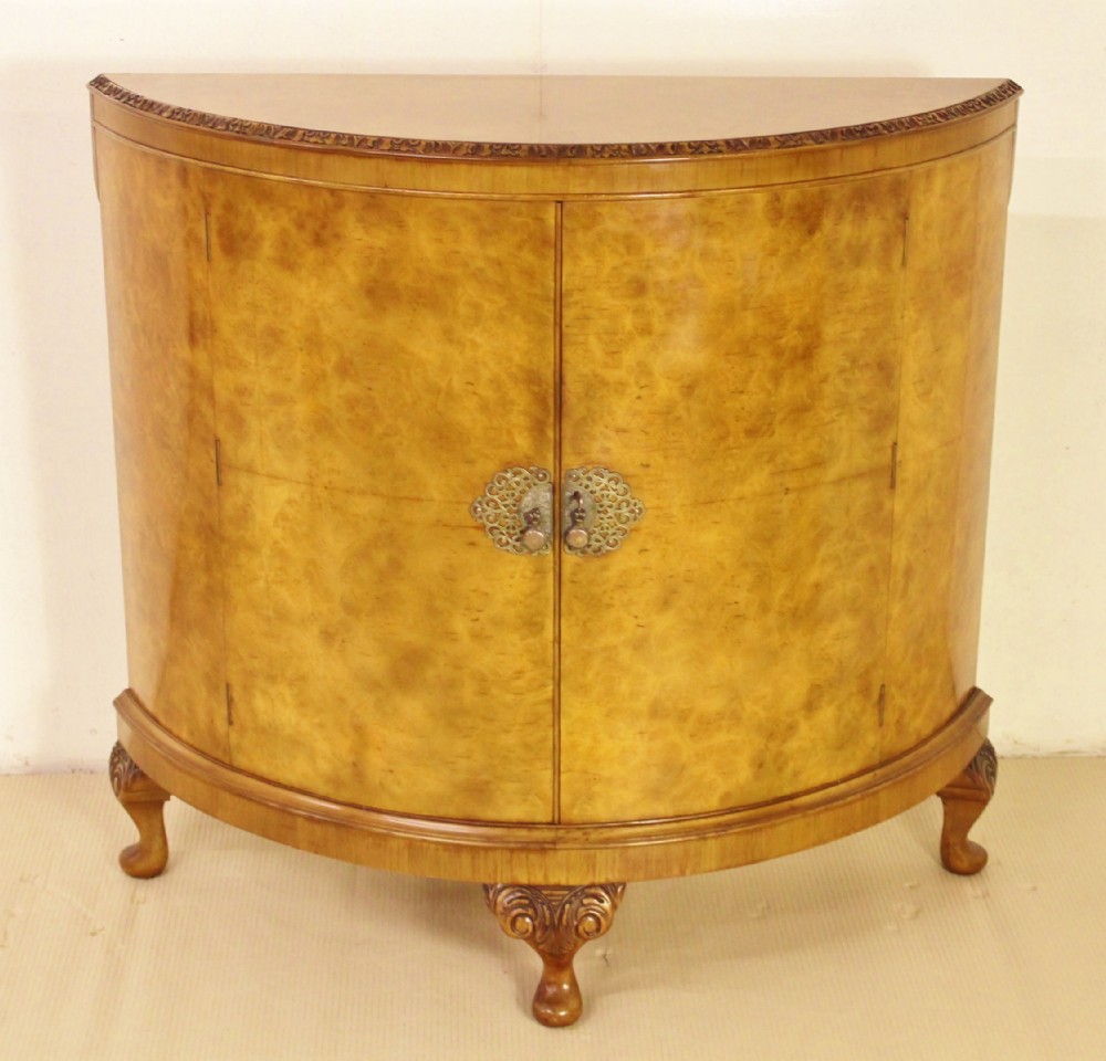 Burr Walnut Half Moon Commode
