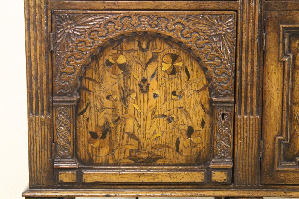 Elizabethan Style Oak Marquetry Sideboard View II