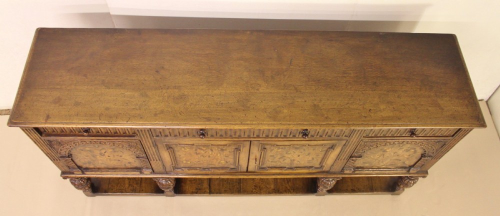 Elizabethan Style Oak Marquetry Sideboard View IV