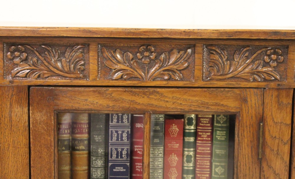 Carved Oak Glazed Bookcase View VII