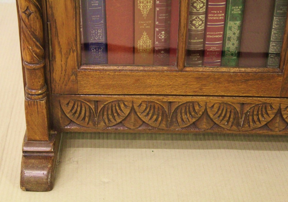 Carved Oak Glazed Bookcase View IX