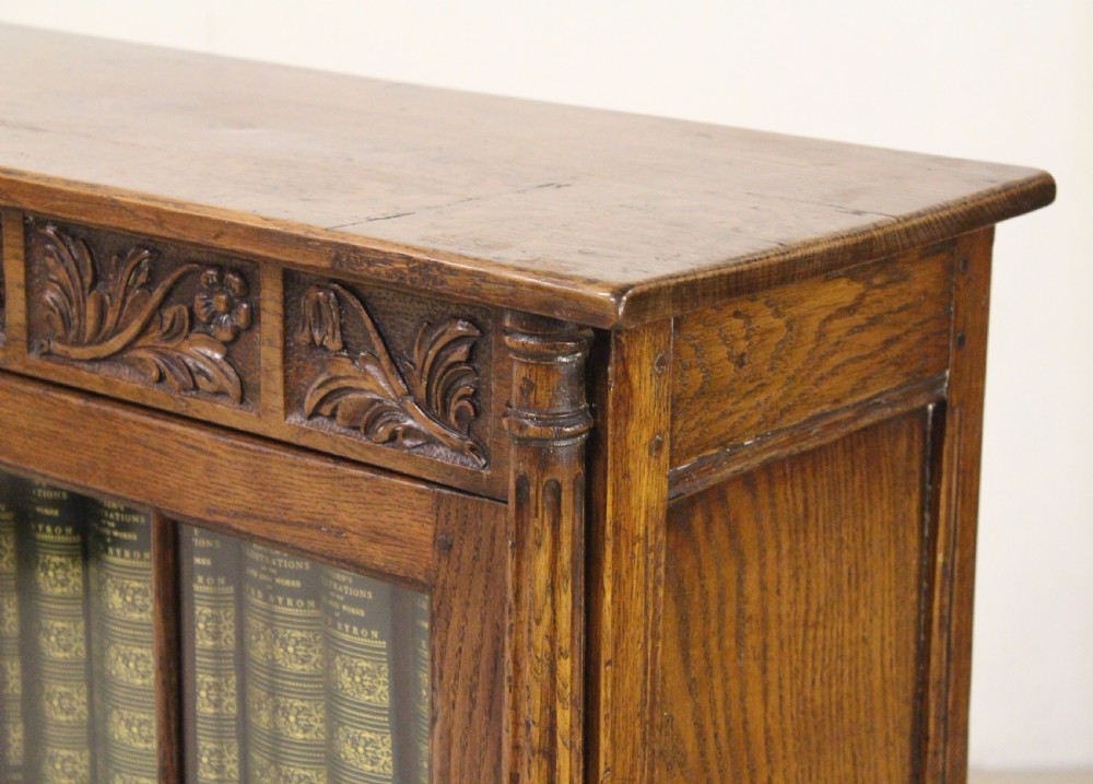 Carved Oak Glazed Bookcase View XIV