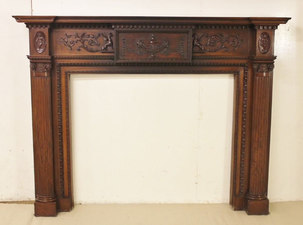  Large Adams Style Neo Classical Mahogany Fire Surround