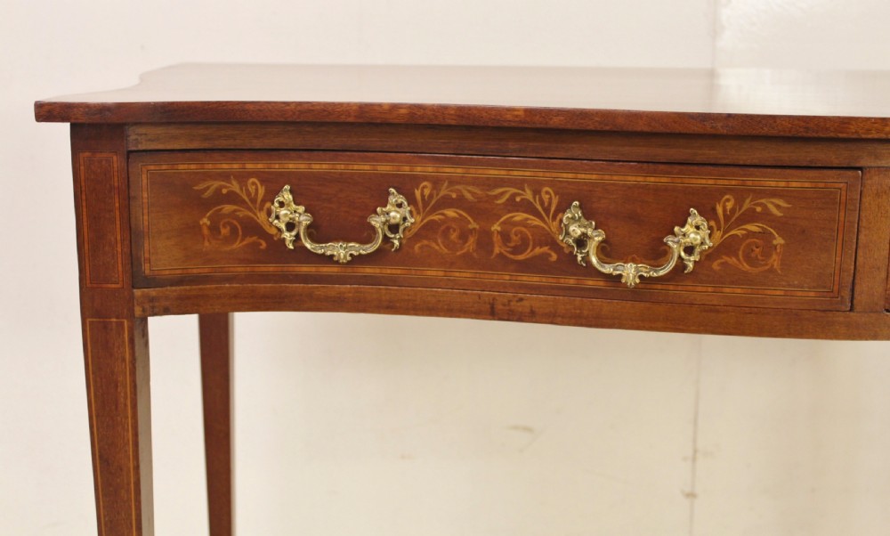 Pair of Edwardian Serpentine Inlaid Mahogany Tables View V