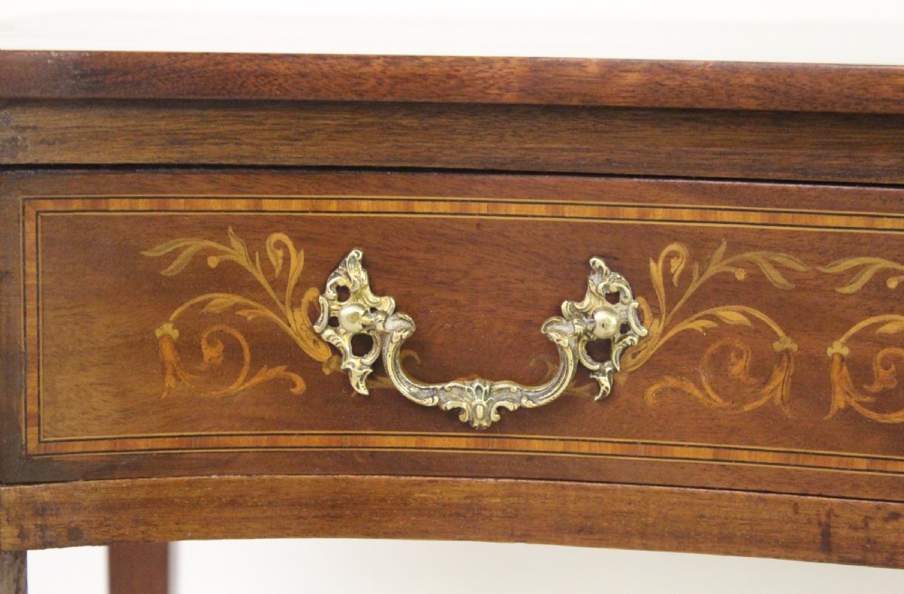 Pair of Edwardian Serpentine Inlaid Mahogany Tables View VII