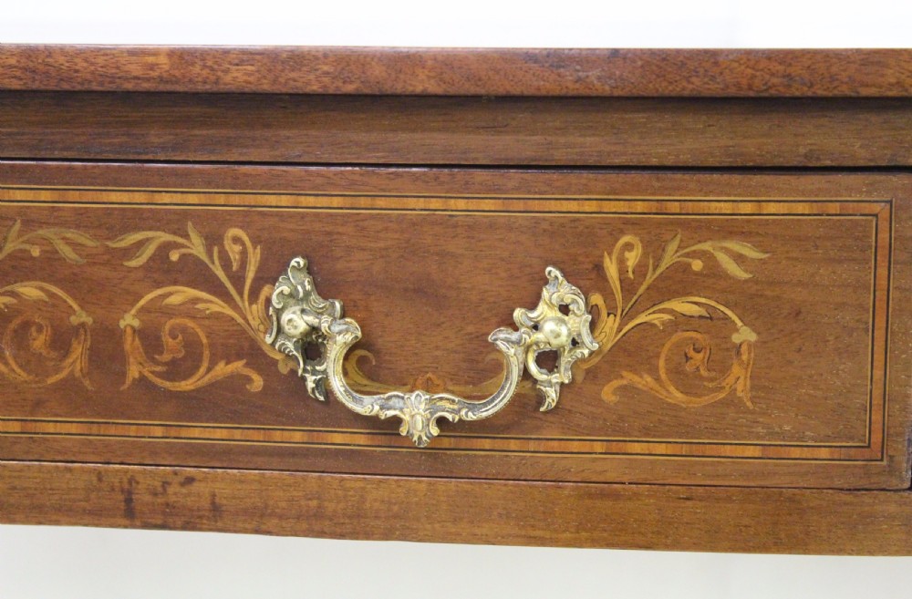 Pair of Edwardian Serpentine Inlaid Mahogany Tables View VIII