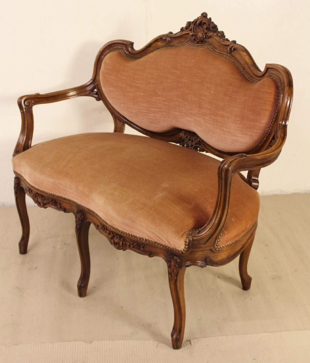 Upholstered French Walnut Canape