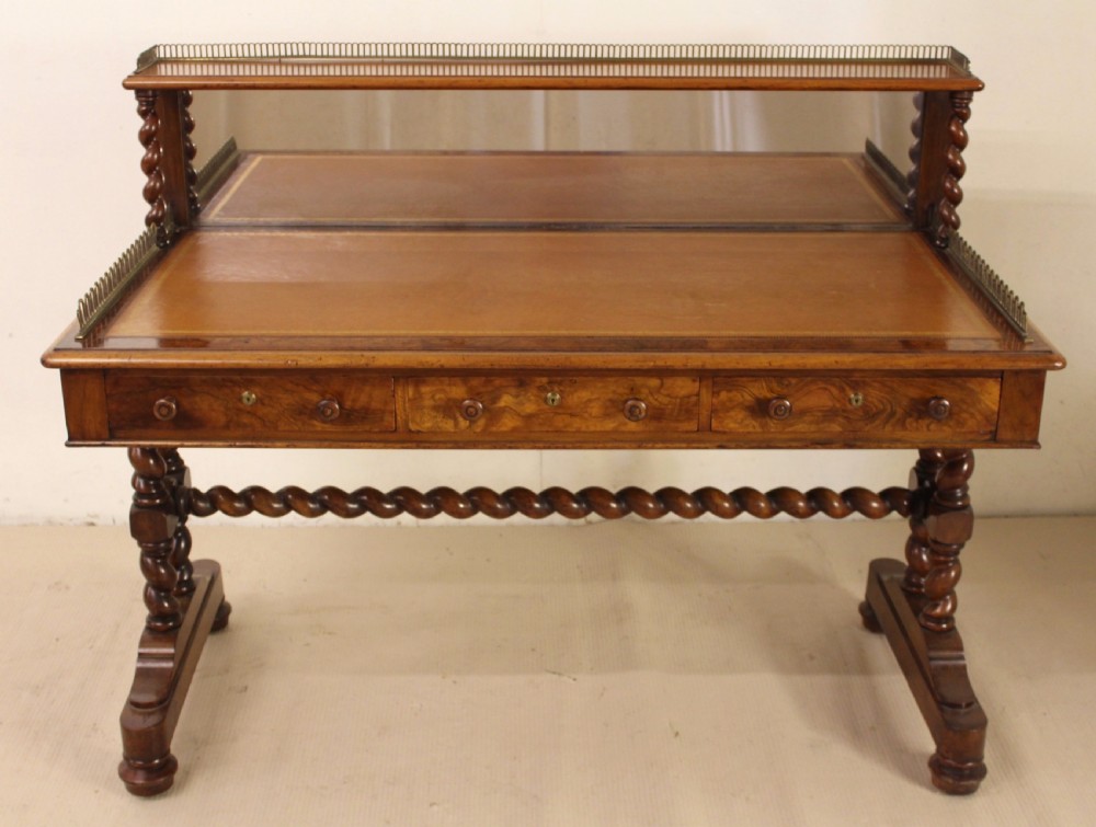 Early Victorian Burr Walnut Writing Table View II