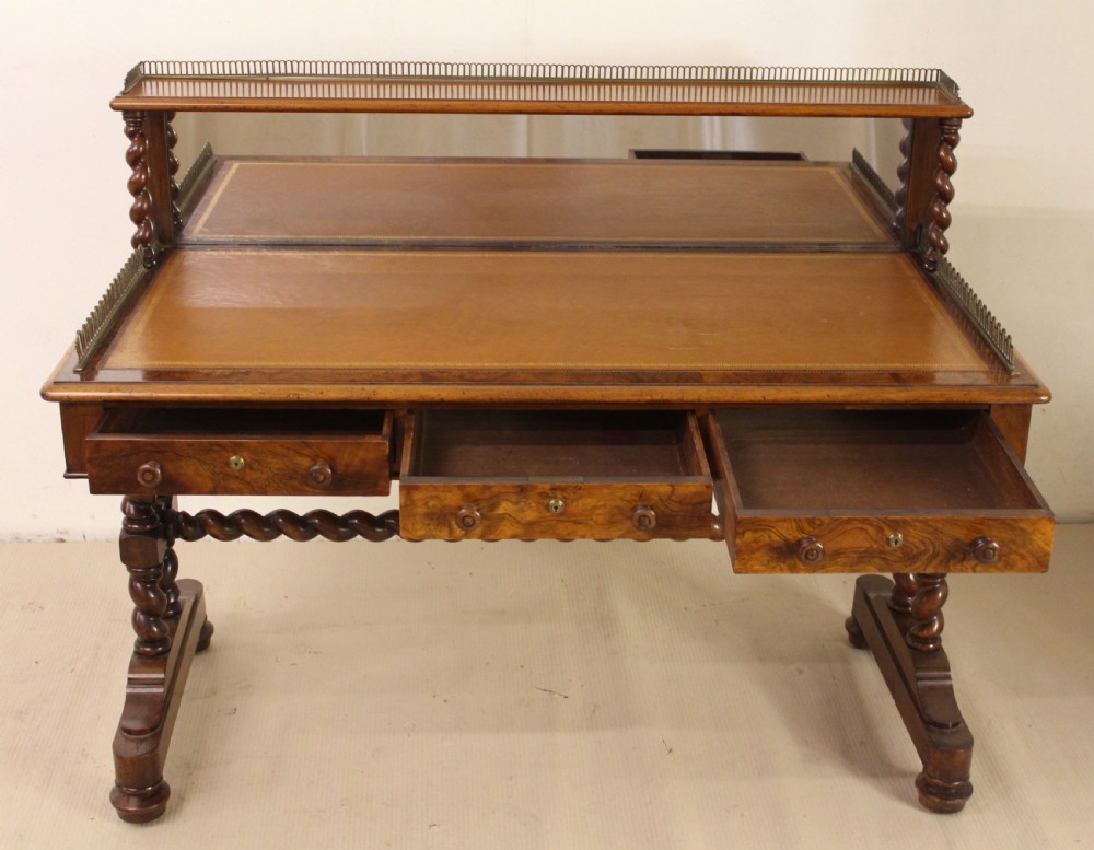 Early Victorian Burr Walnut Writing Table View VI