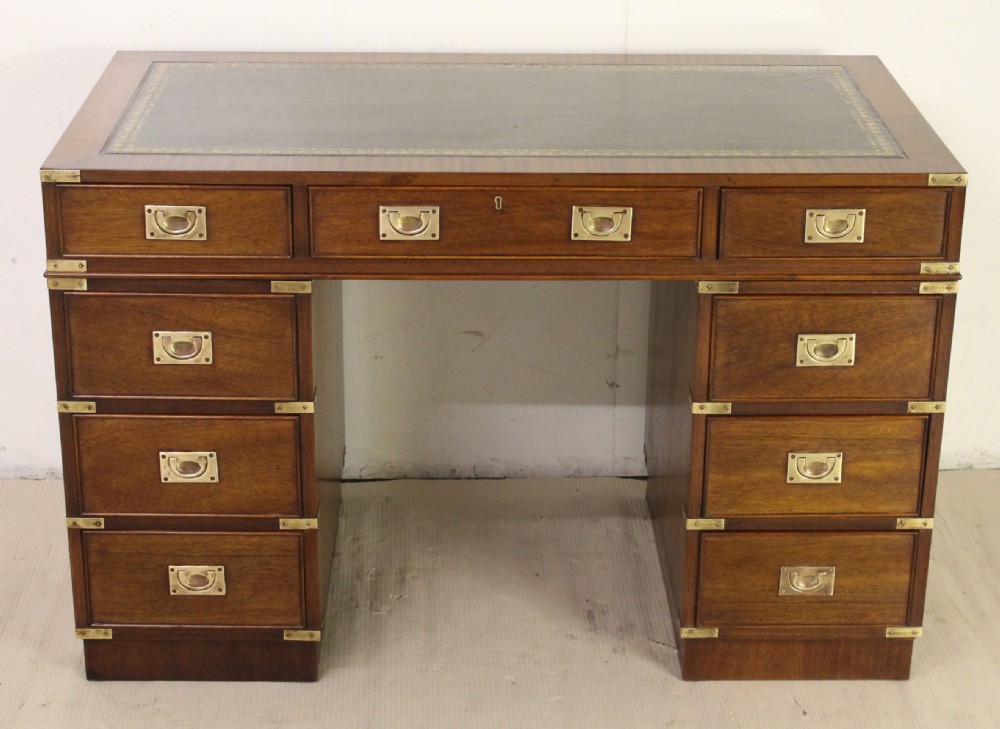 Military Style Mahogany Pedestal Desk View II