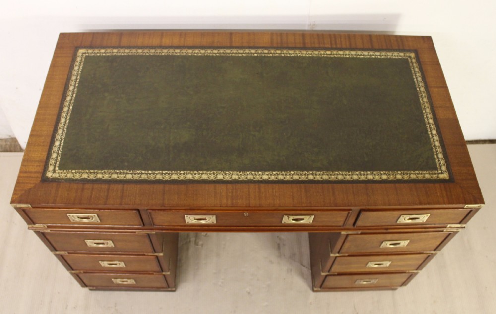Military Style Mahogany Pedestal Desk View III