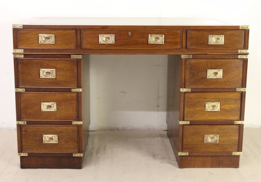 Military Style Mahogany Pedestal Desk View VII