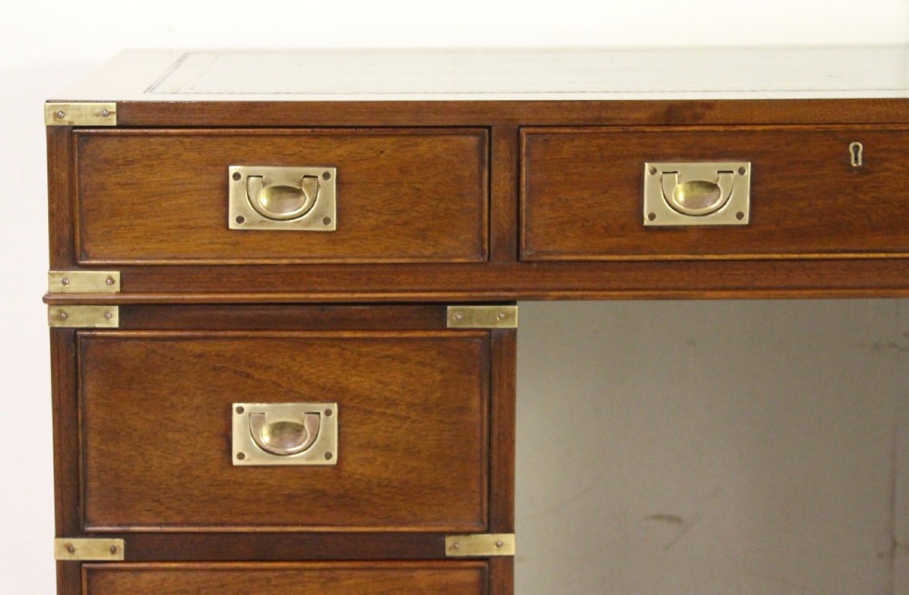 Military Style Mahogany Pedestal Desk View IX
