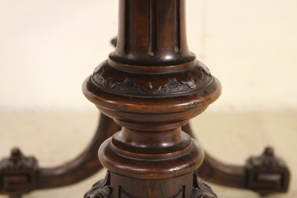 Victorian Burr Walnut Stretcher Table View V
