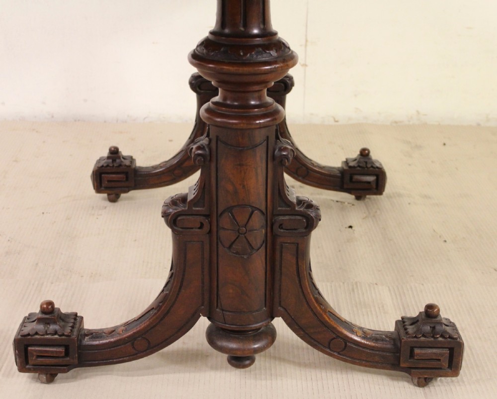 Victorian Burr Walnut Stretcher Table View XII